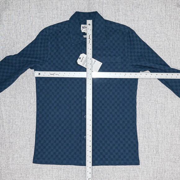 The Stronghold Men's Button up Shirt Blue Textured Cotton size XS Reg NWT - Picture 7 of 8